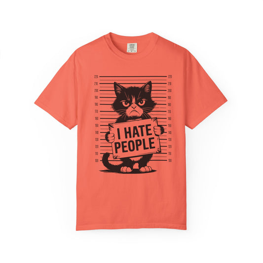 Cat Funny Comfort Colors T-shirt - I Hate People Design