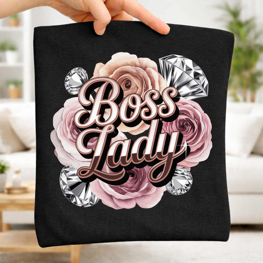 Boss Lady Floral Tee — Women’s Empowerment Graphic T-Shirt