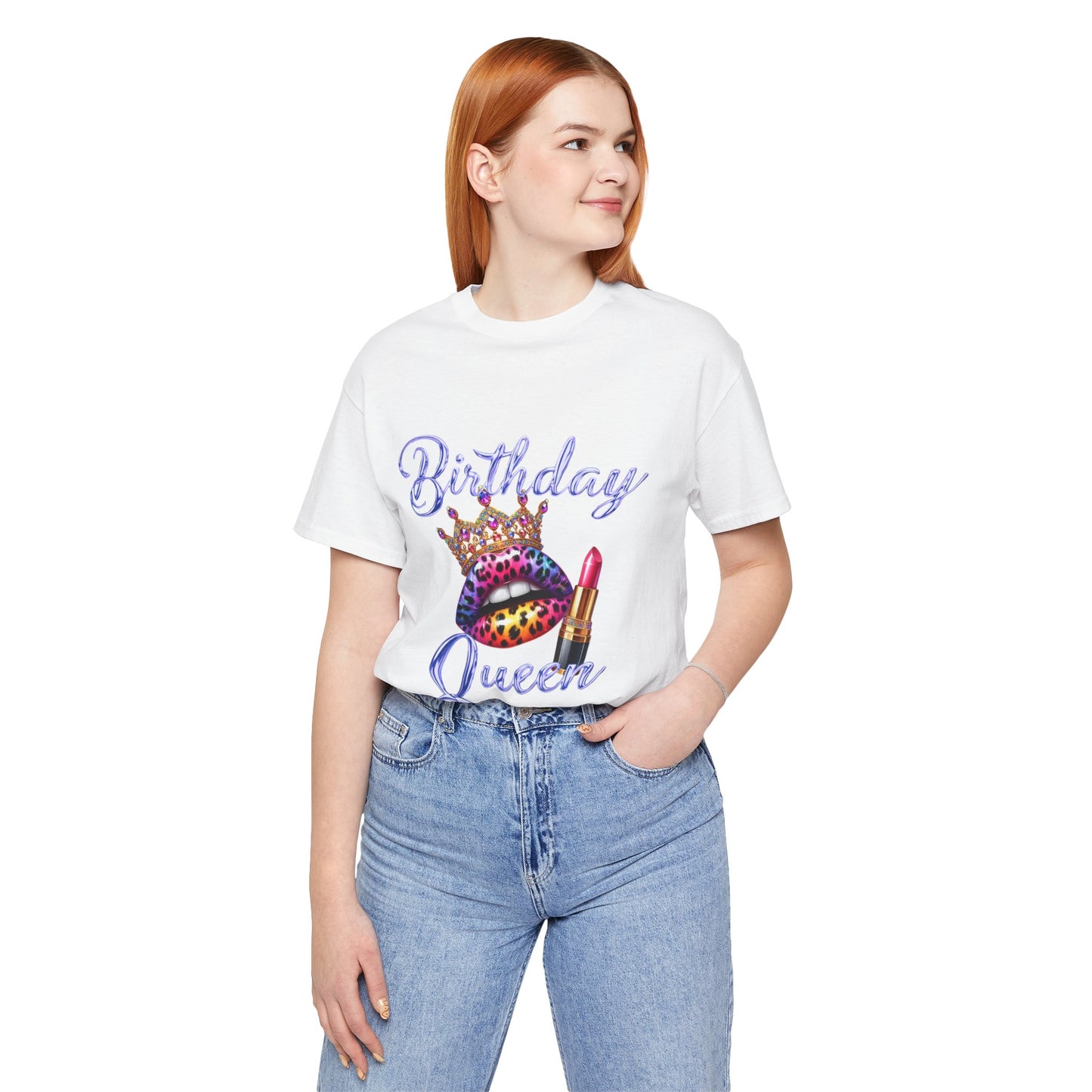 Birthday Queen T-Shirt - Unisex Jersey Tee with Lipstick Design