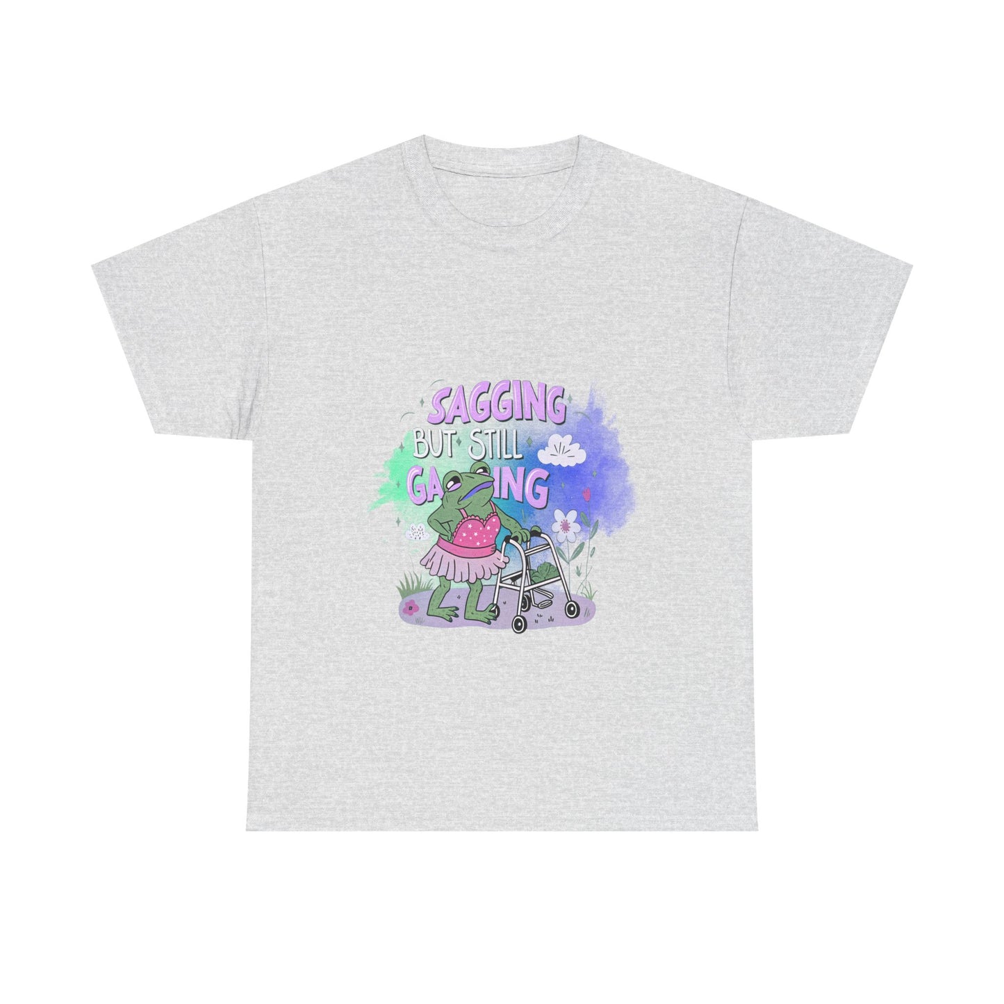 Unisex Heavy Cotton Tee - "Sagging But Still Gaming" Fun Graphic Tee for Gamers