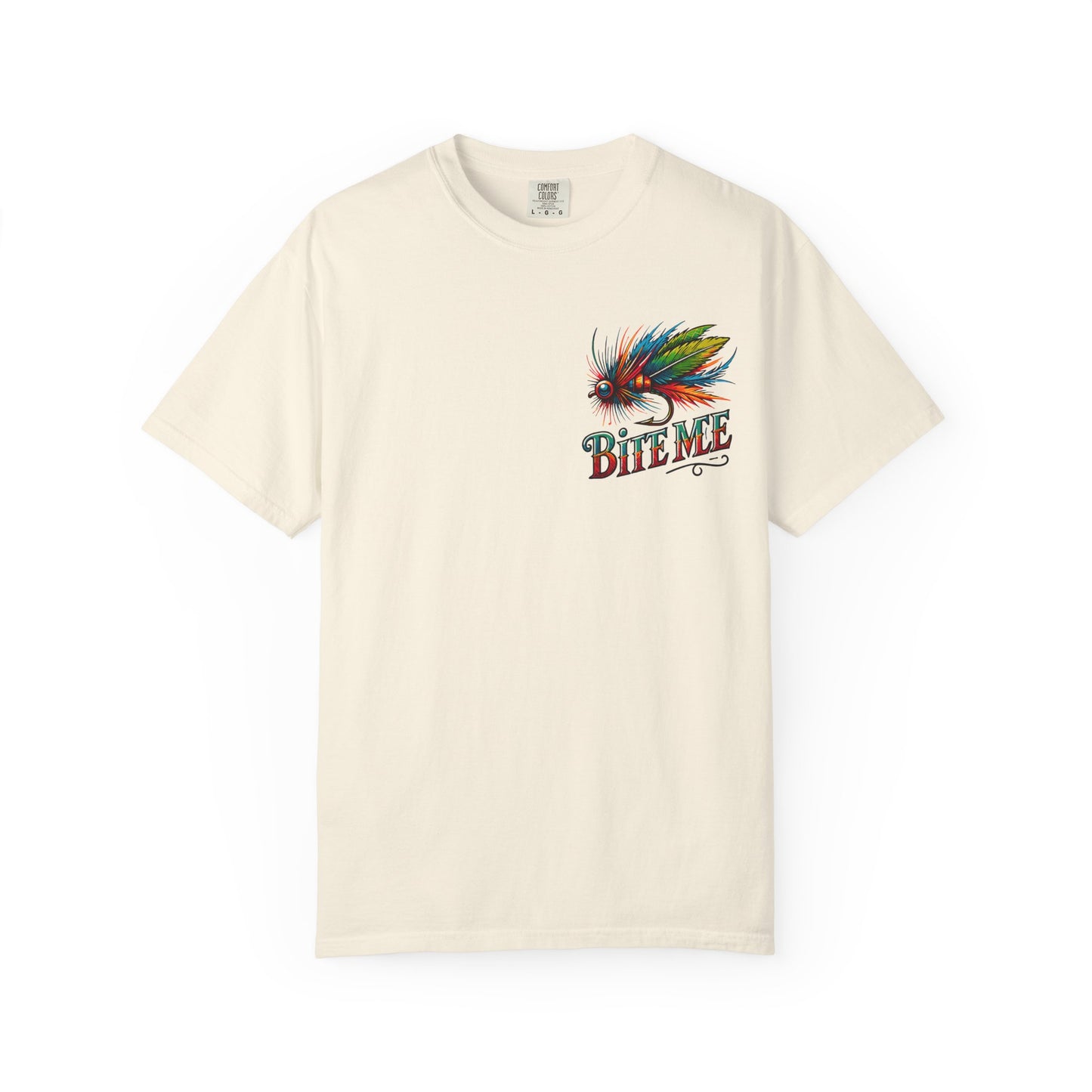 Bite Me Fishing Shirt – Funny Fly Fishing Graphic Tee, Rainbow Lure Outdoor Humor, Sassy Angler Gift