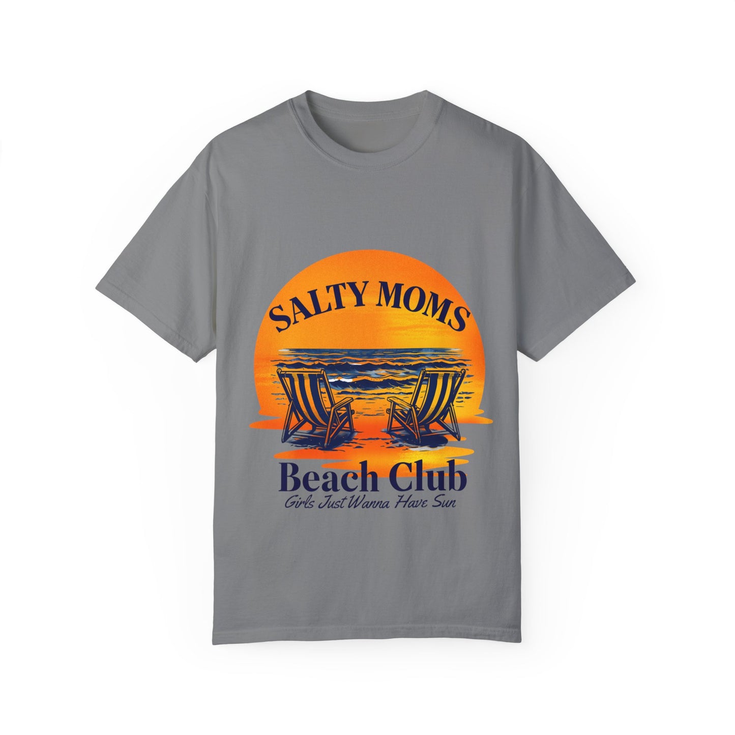 Salty Moms Beach Club T-Shirt - Unisex Garment-Dyed Tee for Beach Lovers