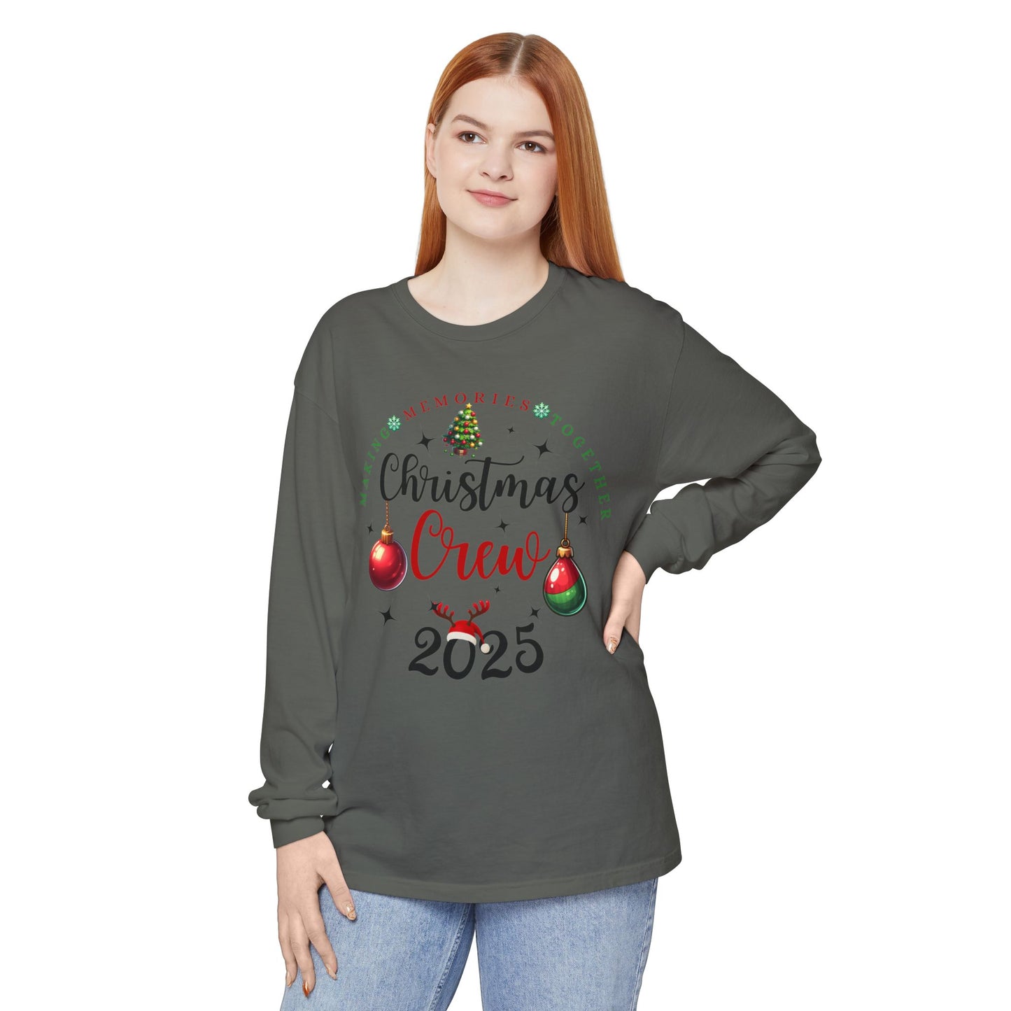 Christmas Crew Long Sleeve T-Shirt 2025; Comfort Colors