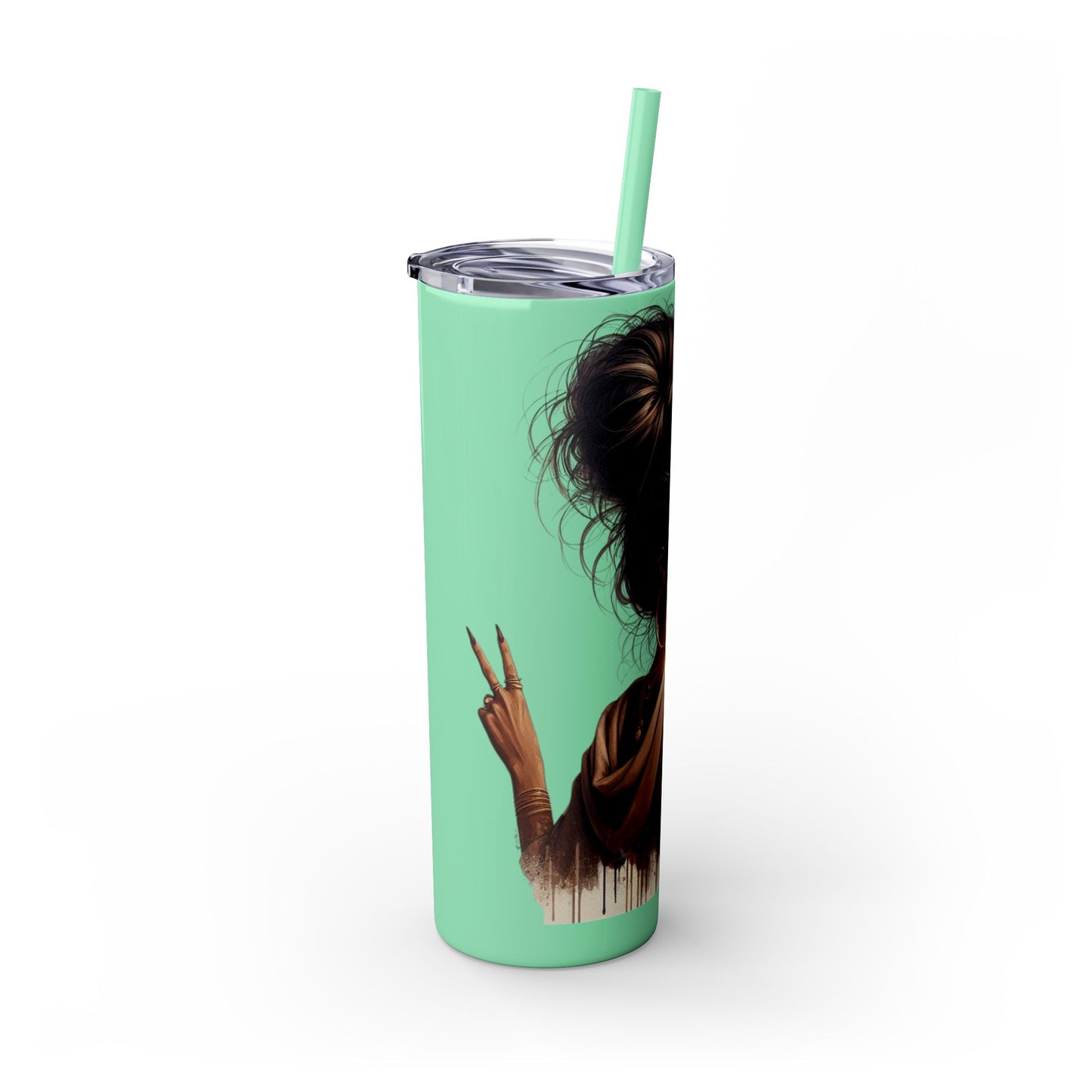 GO ASK YOUR DAD Stylish 20oz Skinny Tumbler with Straw - Go For It Design