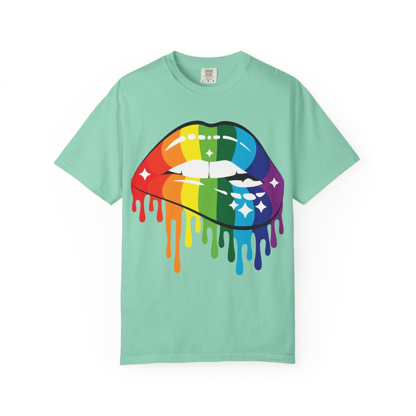 Rainbow Drip Lips Shirt – Bold Pride Graphic Tee, Colorful LGBTQ+ Lip Art, Glitter Dripping Lips Design