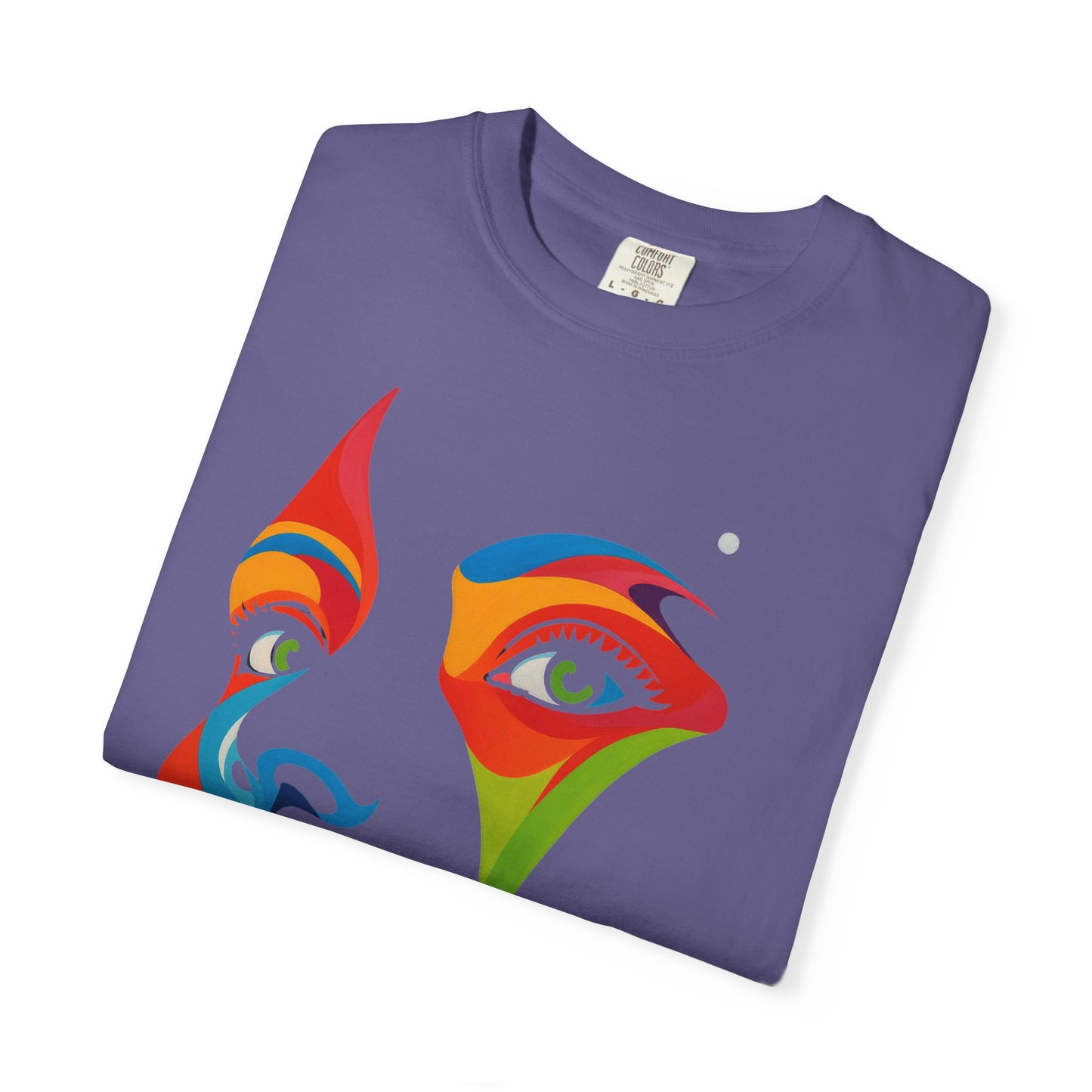Bold Abstract Rainbow Face Art T-Shirt Colorful Expressionist Portrait Tee  Artistic Streetwear Shirt