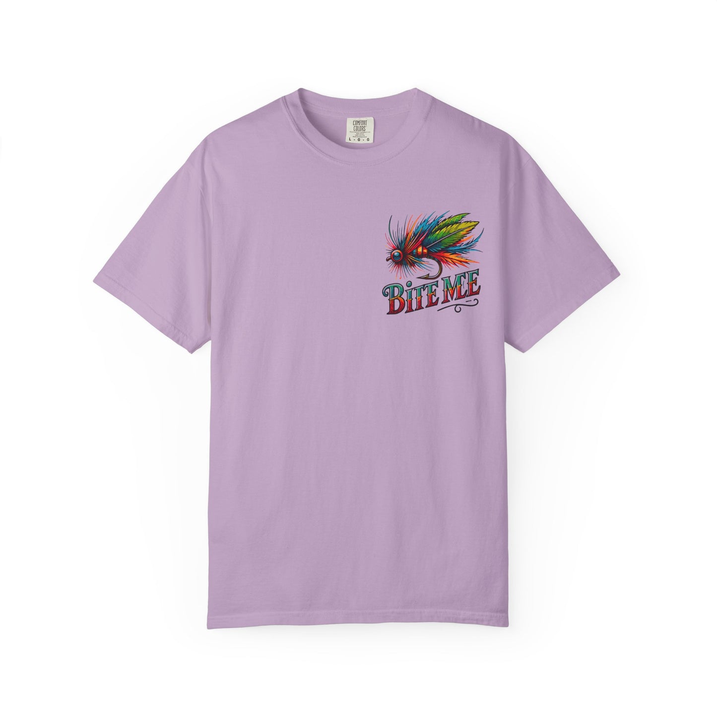 Bite Me Fishing Shirt – Funny Fly Fishing Graphic Tee, Rainbow Lure Outdoor Humor, Sassy Angler Gift