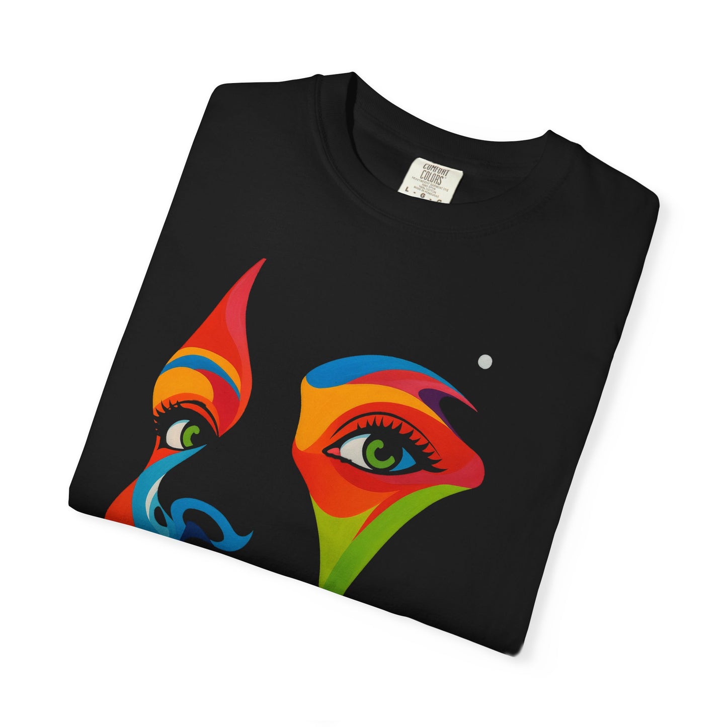 Bold Abstract Rainbow Face Art T-Shirt Colorful Expressionist Portrait Tee  Artistic Streetwear Shirt