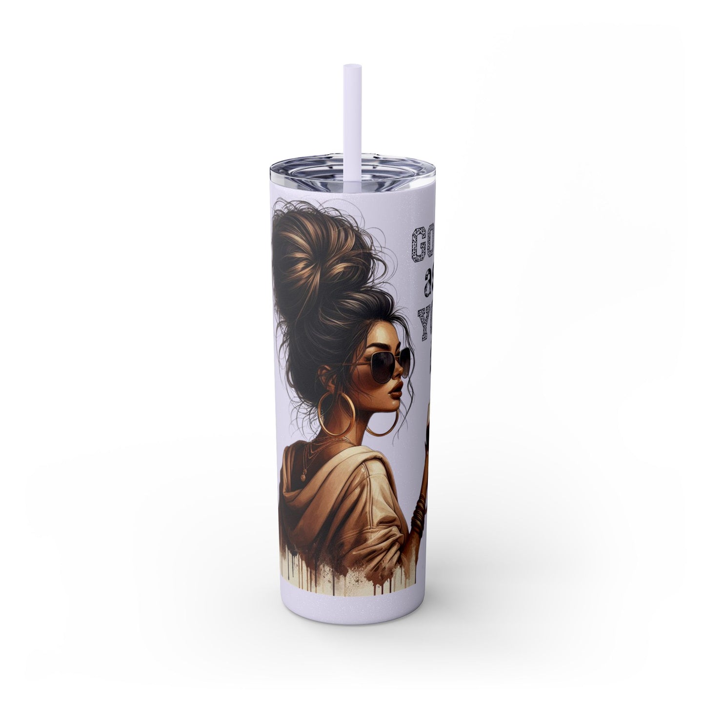 GO ASK YOUR DAD Stylish 20oz Skinny Tumbler with Straw - Go For It Design