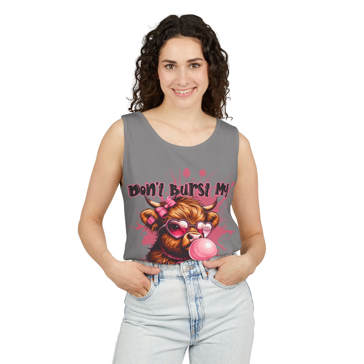 Tank Top - Don't Burst My Bubble Highland Cow Design
