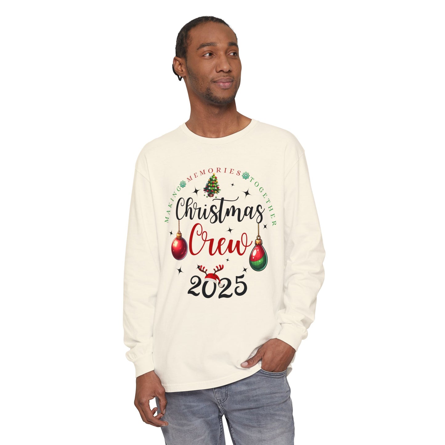 Christmas Crew Long Sleeve T-Shirt 2025; Comfort Colors