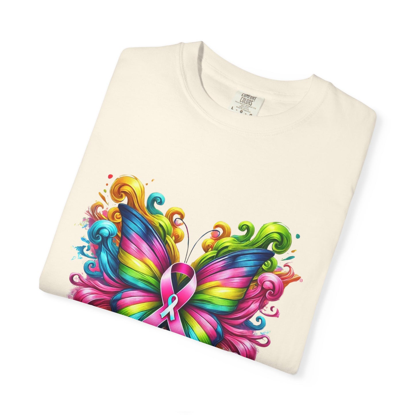 Colorful Butterfly Cancer Awareness Comfort Colors T-Shirt - Believe in Miracles, Fight Together
