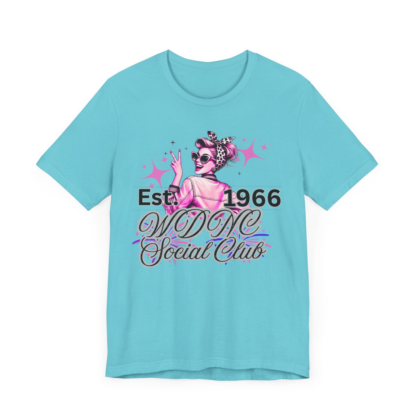 WDNC Vintage Retro Social Club Tee, Unisex Jersey Short Sleeve Shirt, 1960s Inspired T-Shirt, Fun Gift for Friends, Unique Party Top, Casual Wear