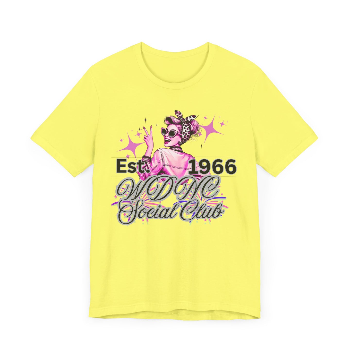 WDNC Vintage Retro Social Club Tee, Unisex Jersey Short Sleeve Shirt, 1960s Inspired T-Shirt, Fun Gift for Friends, Unique Party Top, Casual Wear