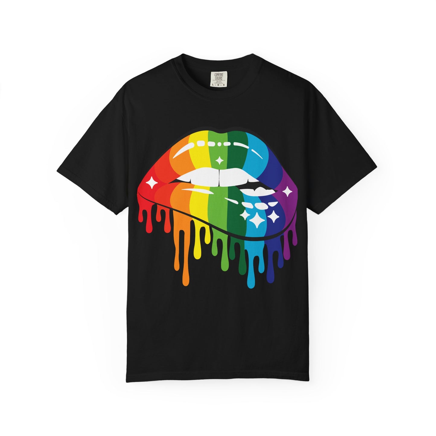 Rainbow Drip Lips Shirt – Bold Pride Graphic Tee, Colorful LGBTQ+ Lip Art, Glitter Dripping Lips Design