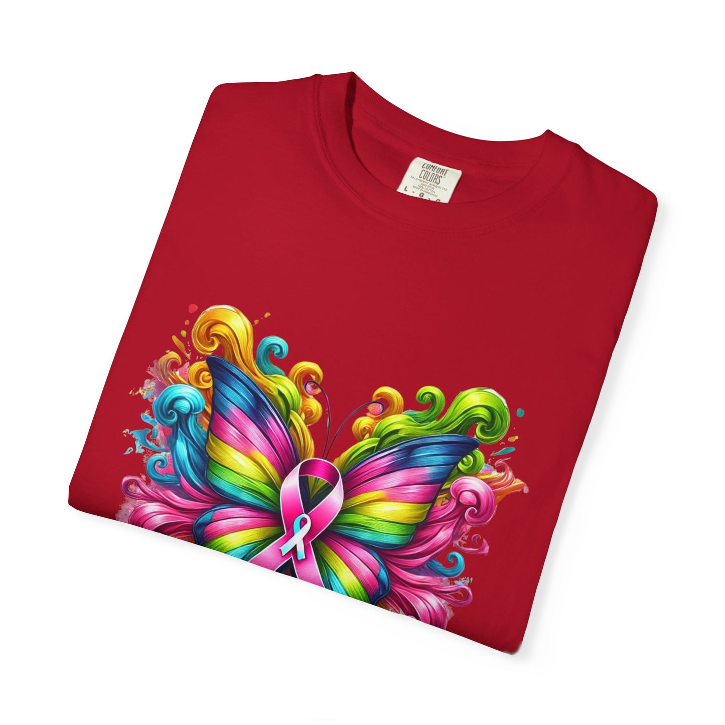 Colorful Butterfly Cancer Awareness Comfort Colors T-Shirt - Believe in Miracles, Fight Together