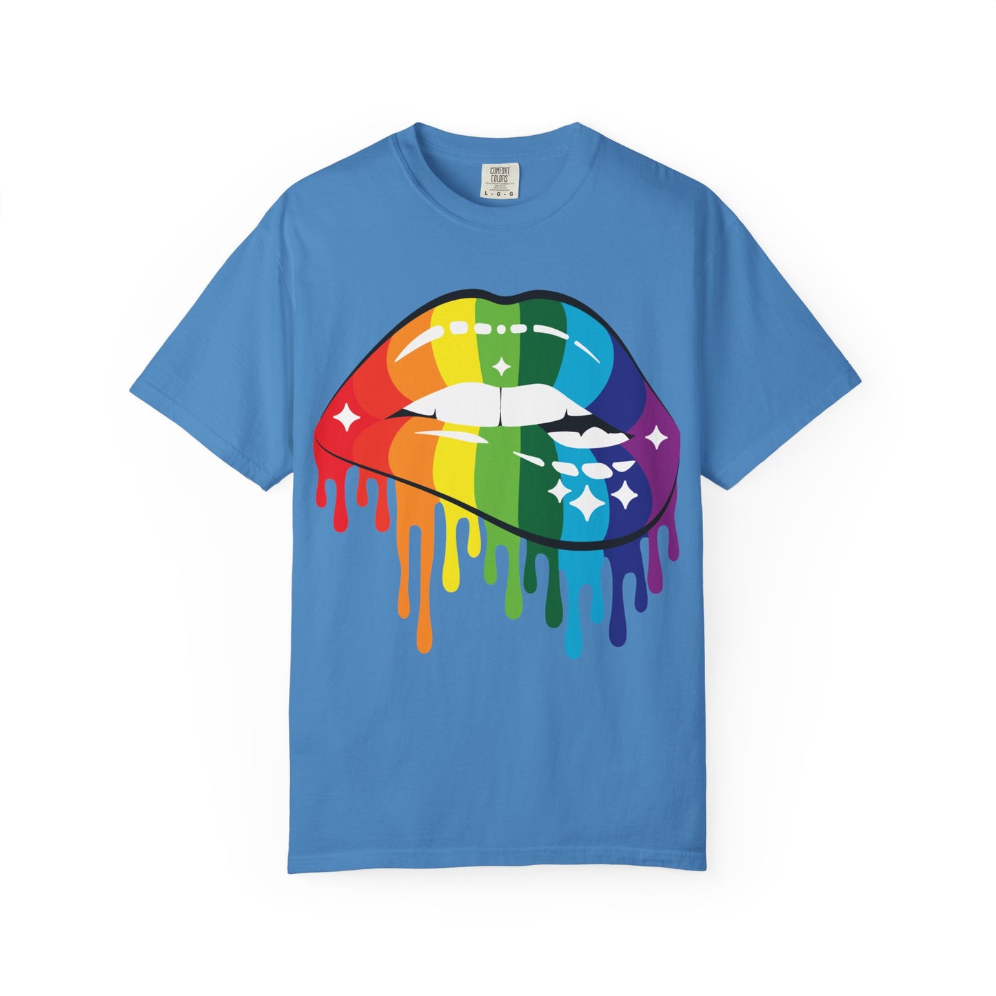 Rainbow Drip Lips Shirt – Bold Pride Graphic Tee, Colorful LGBTQ+ Lip Art, Glitter Dripping Lips Design