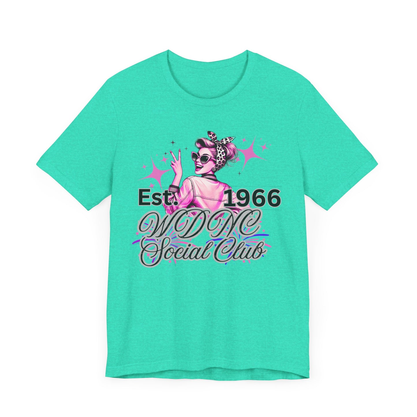 WDNC Vintage Retro Social Club Tee, Unisex Jersey Short Sleeve Shirt, 1960s Inspired T-Shirt, Fun Gift for Friends, Unique Party Top, Casual Wear