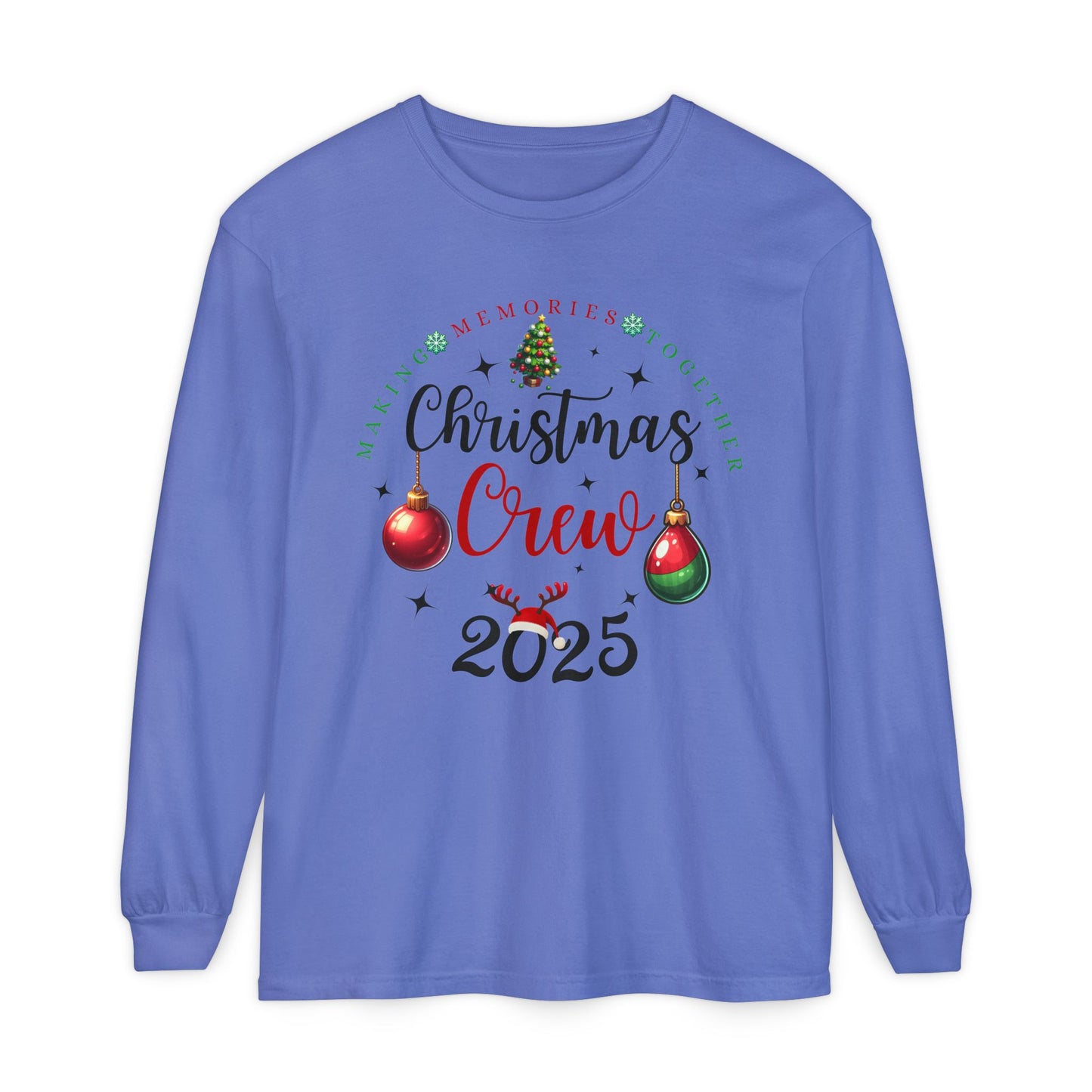 Christmas Crew Long Sleeve T-Shirt 2025; Comfort Colors