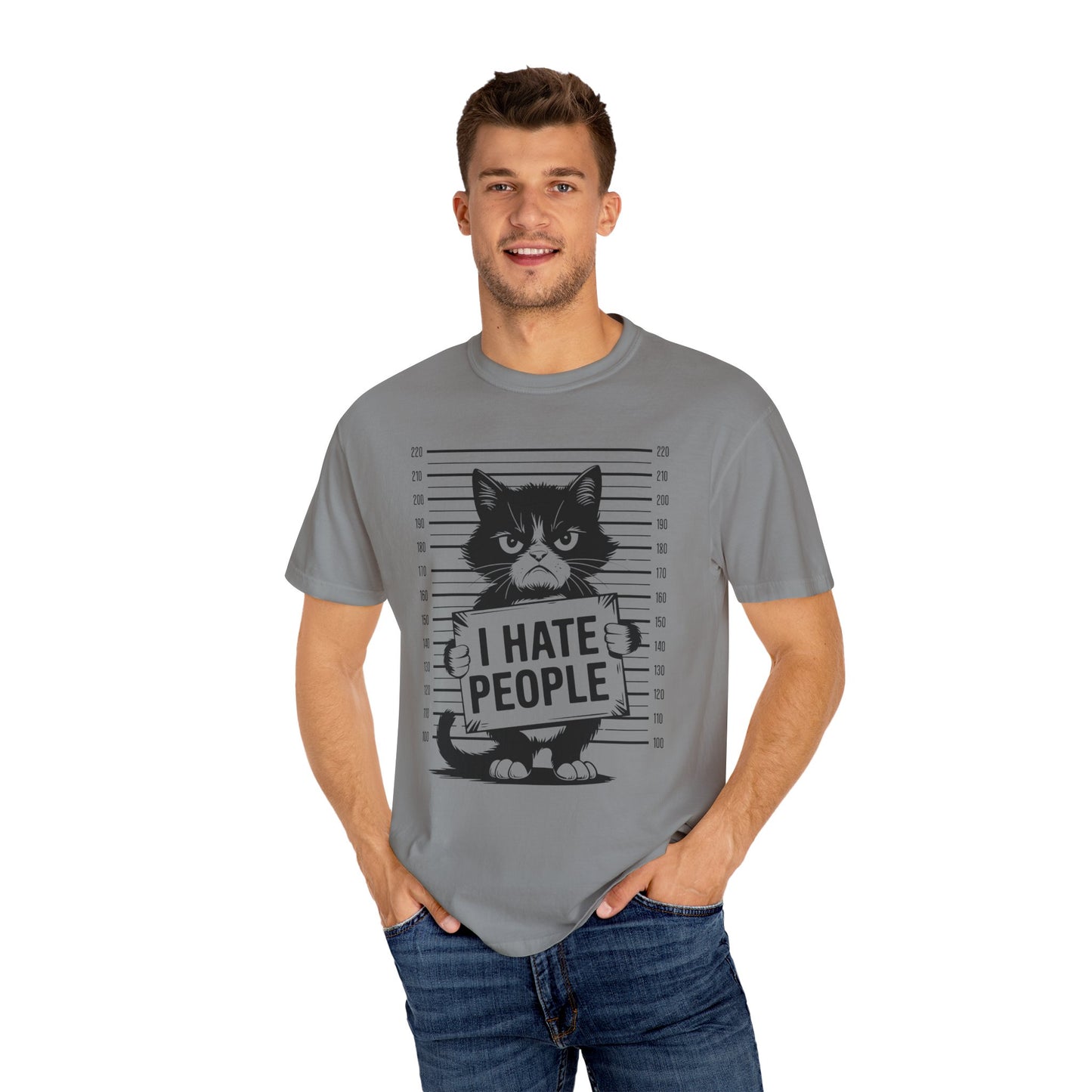 Cat Funny Comfort Colors T-shirt - I Hate People Design