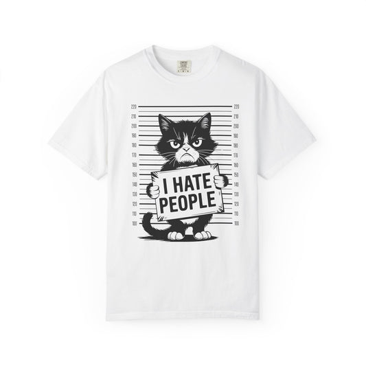 Cat Funny Comfort Colors T-shirt - I Hate People Design