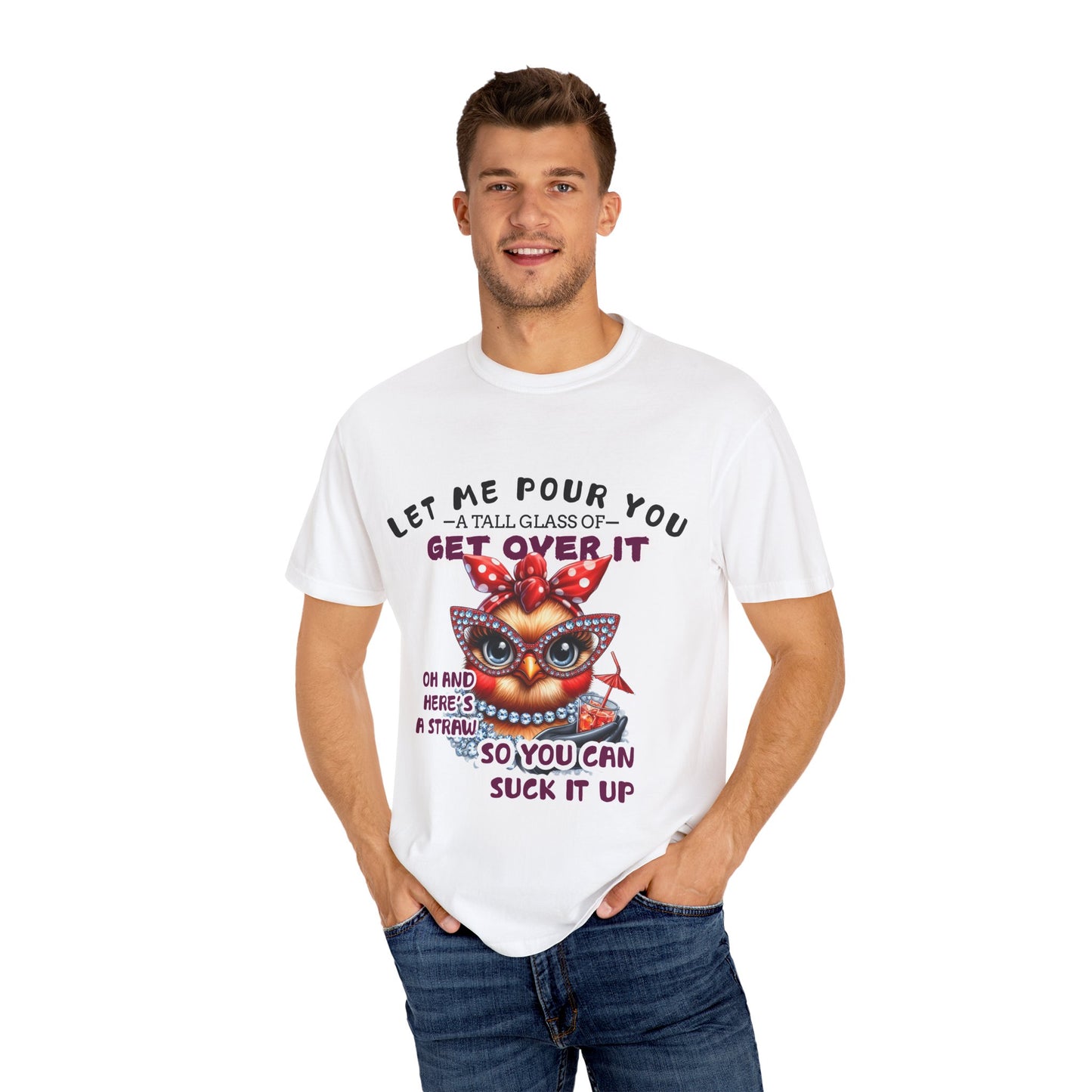 Funny Unisex Comfort Colors T-Shirt - "Get Over It" Chicken Design - Perfect for Casual Wear and Gifts