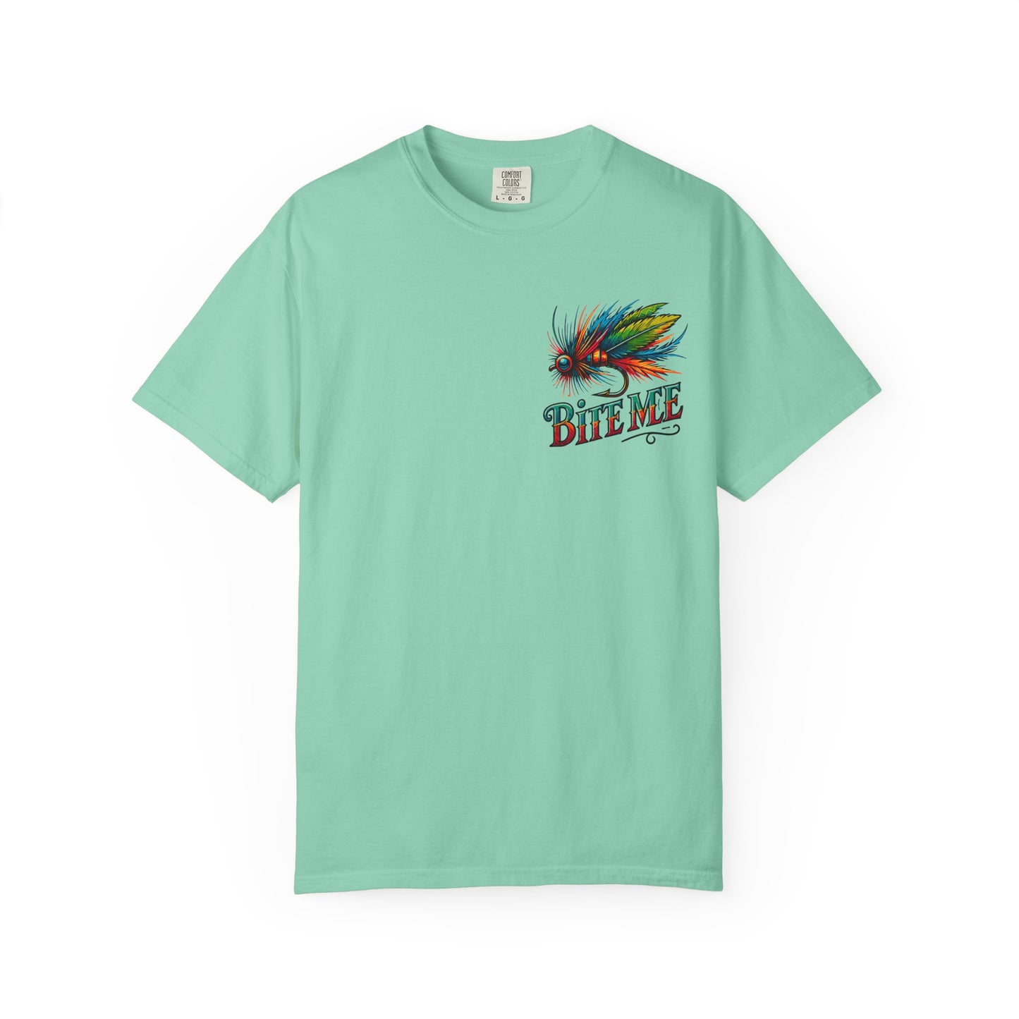 Bite Me Fishing Shirt – Funny Fly Fishing Graphic Tee, Rainbow Lure Outdoor Humor, Sassy Angler Gift