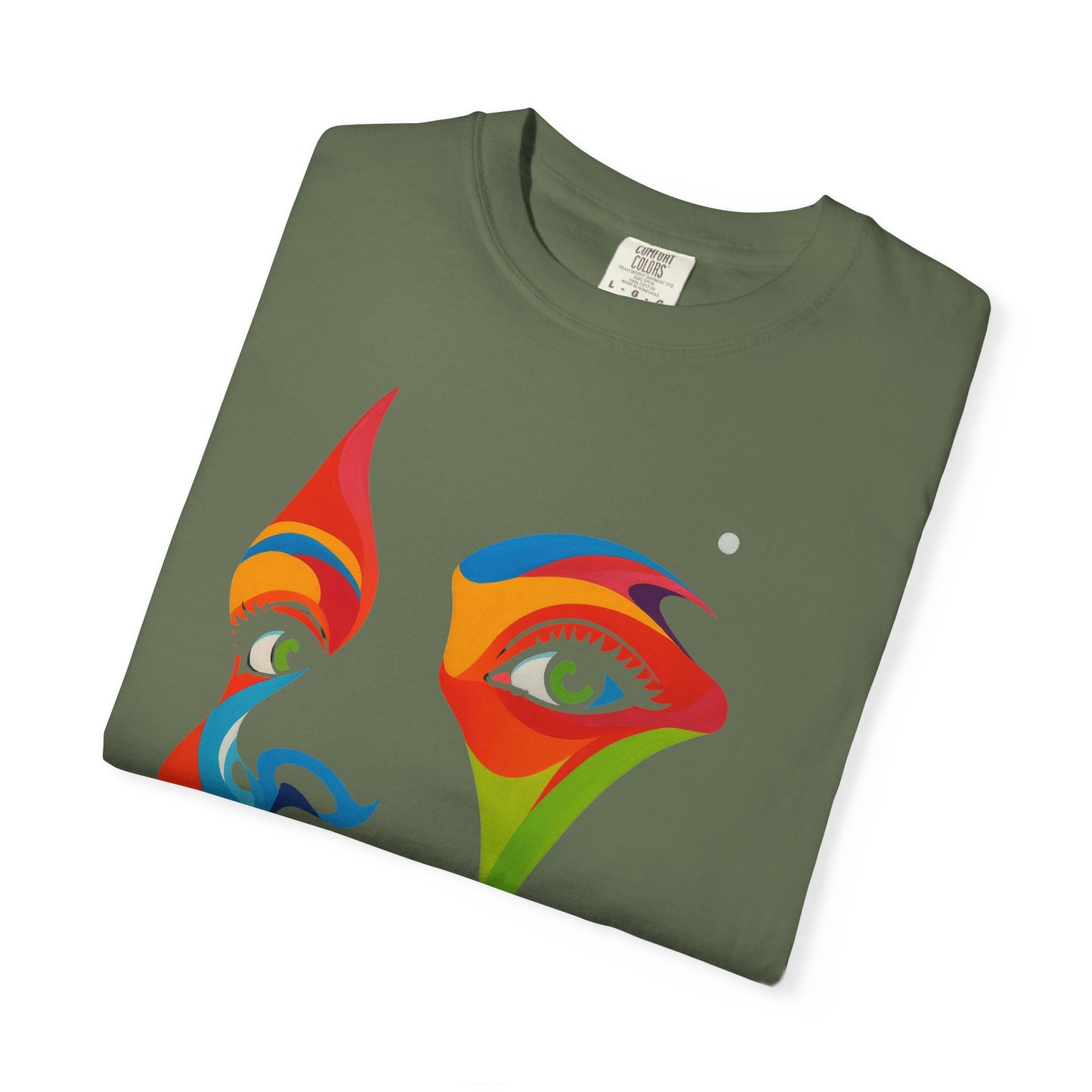 Bold Abstract Rainbow Face Art T-Shirt Colorful Expressionist Portrait Tee  Artistic Streetwear Shirt