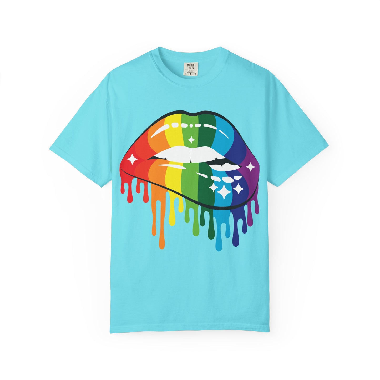Rainbow Drip Lips Shirt – Bold Pride Graphic Tee, Colorful LGBTQ+ Lip Art, Glitter Dripping Lips Design