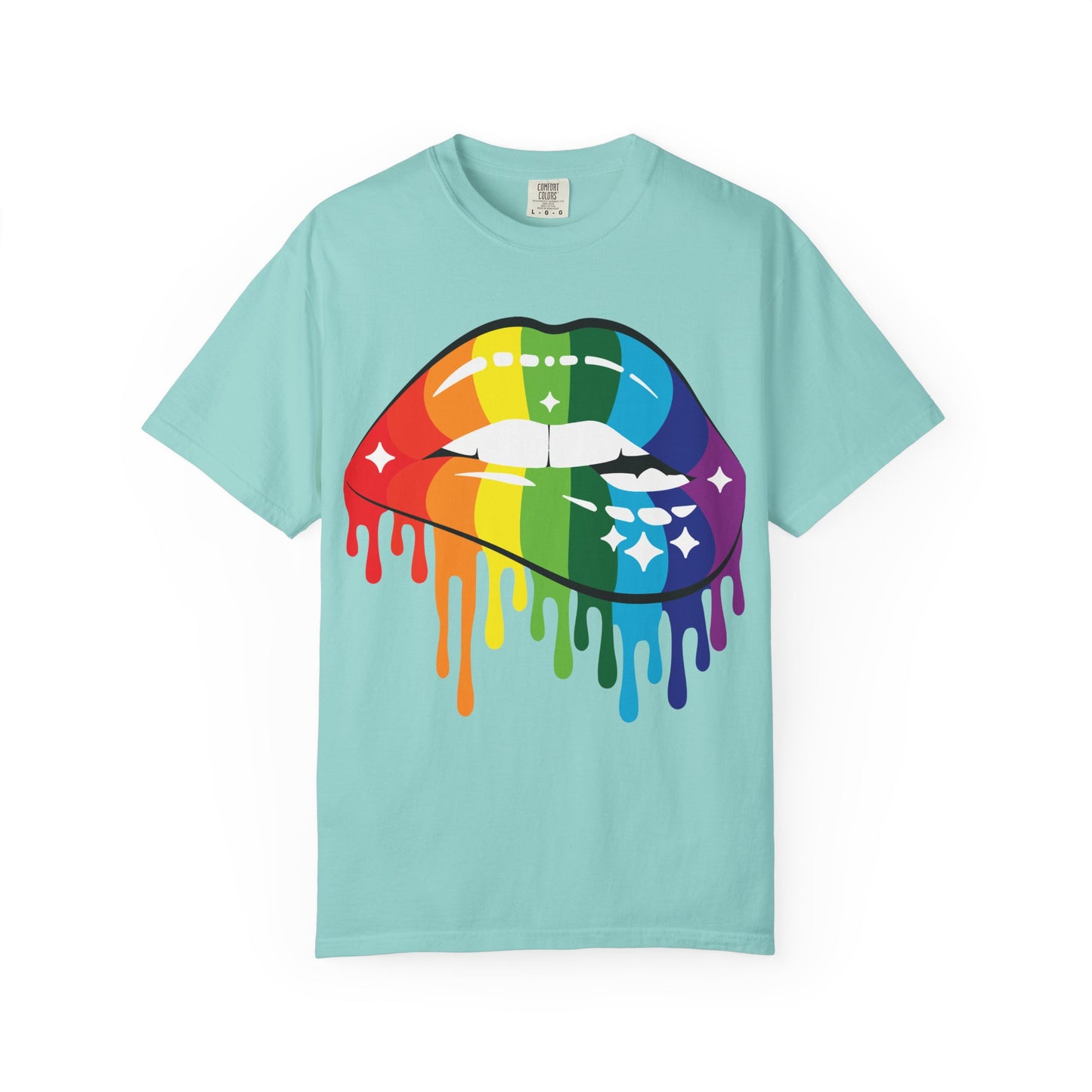 Rainbow Drip Lips Shirt – Bold Pride Graphic Tee, Colorful LGBTQ+ Lip Art, Glitter Dripping Lips Design