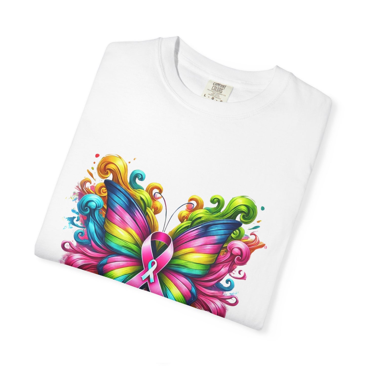 Colorful Butterfly Cancer Awareness Comfort Colors T-Shirt - Believe in Miracles, Fight Together