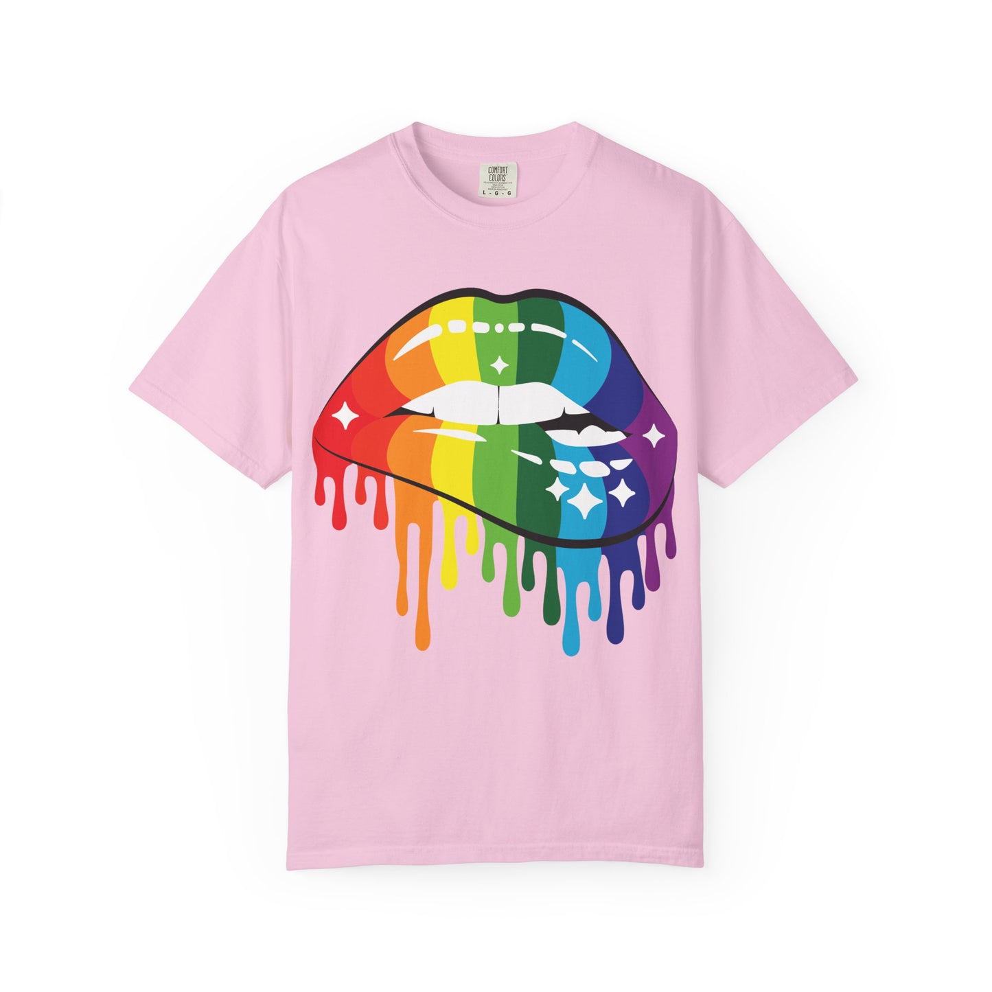 Rainbow Drip Lips Shirt – Bold Pride Graphic Tee, Colorful LGBTQ+ Lip Art, Glitter Dripping Lips Design