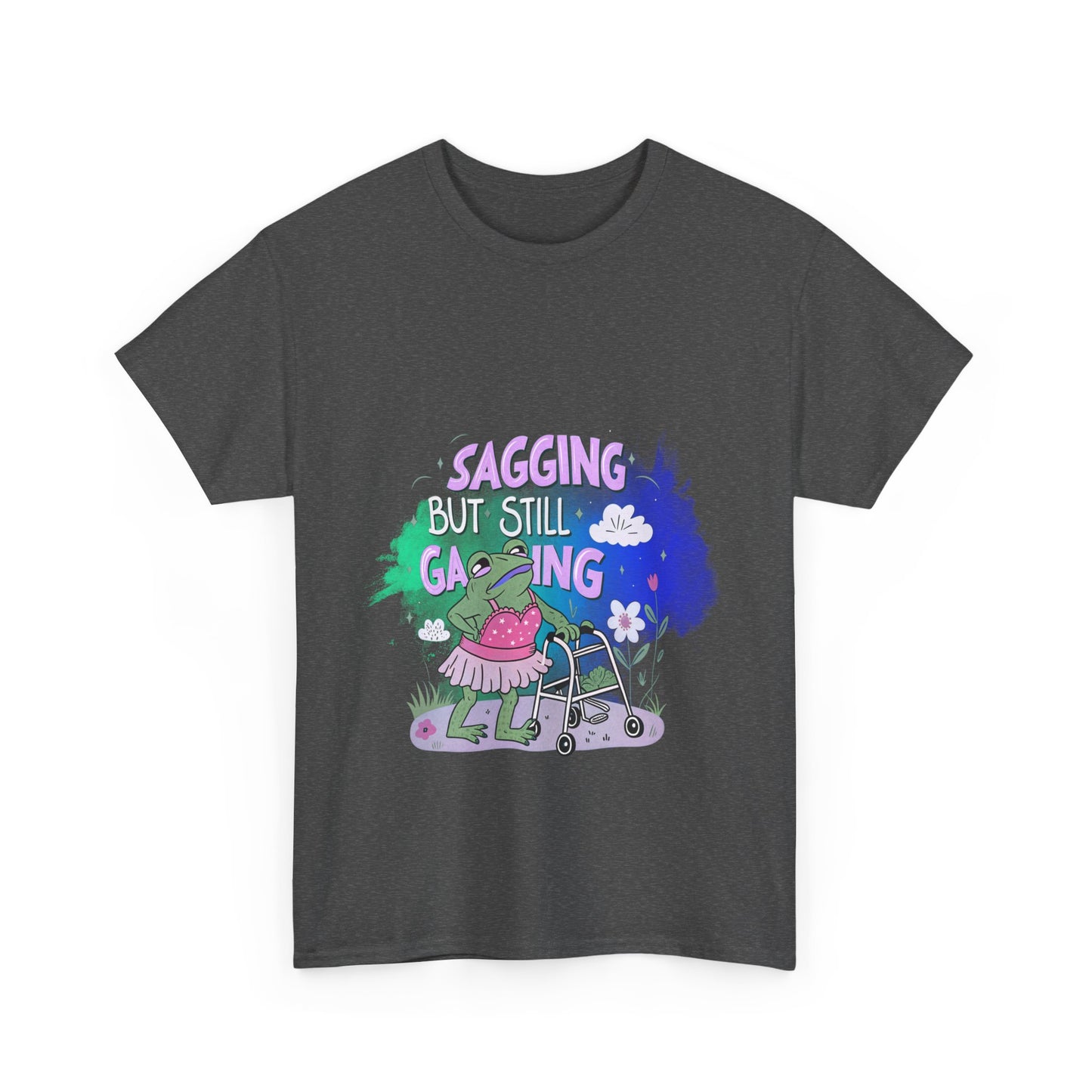 Unisex Heavy Cotton Tee - "Sagging But Still Gaming" Fun Graphic Tee for Gamers
