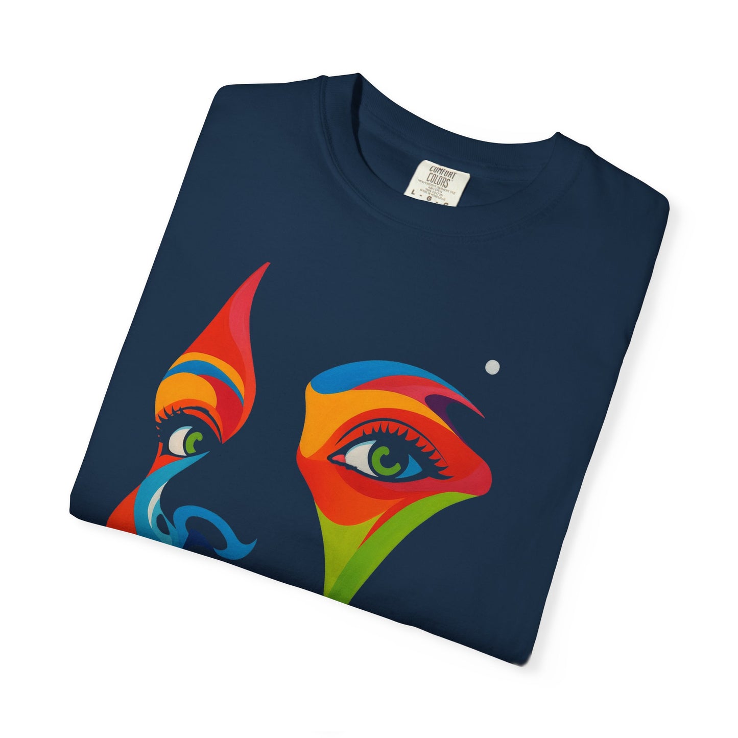 Bold Abstract Rainbow Face Art T-Shirt Colorful Expressionist Portrait Tee  Artistic Streetwear Shirt