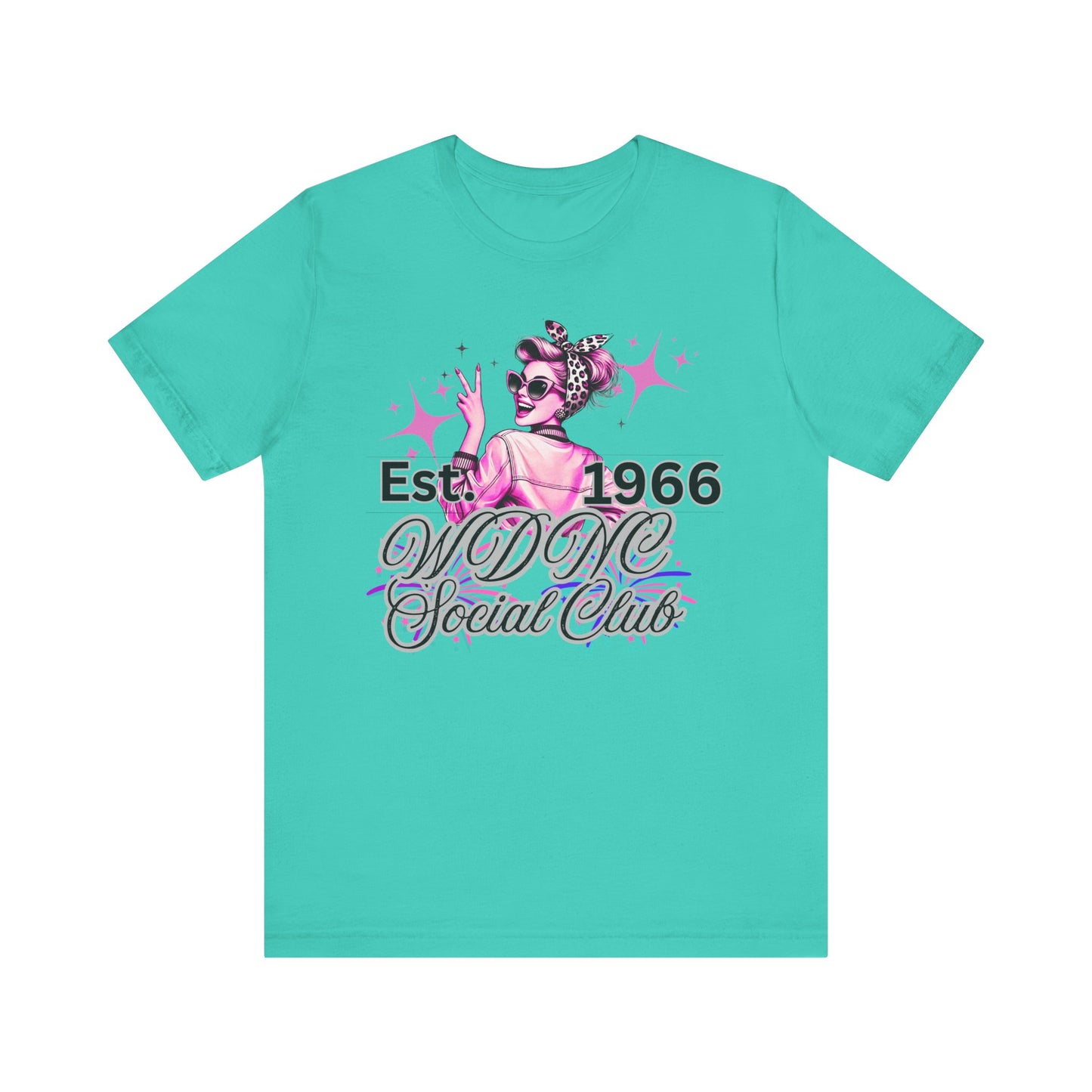 WDNC Vintage Retro Social Club Tee, Unisex Jersey Short Sleeve Shirt, 1960s Inspired T-Shirt, Fun Gift for Friends, Unique Party Top, Casual Wear