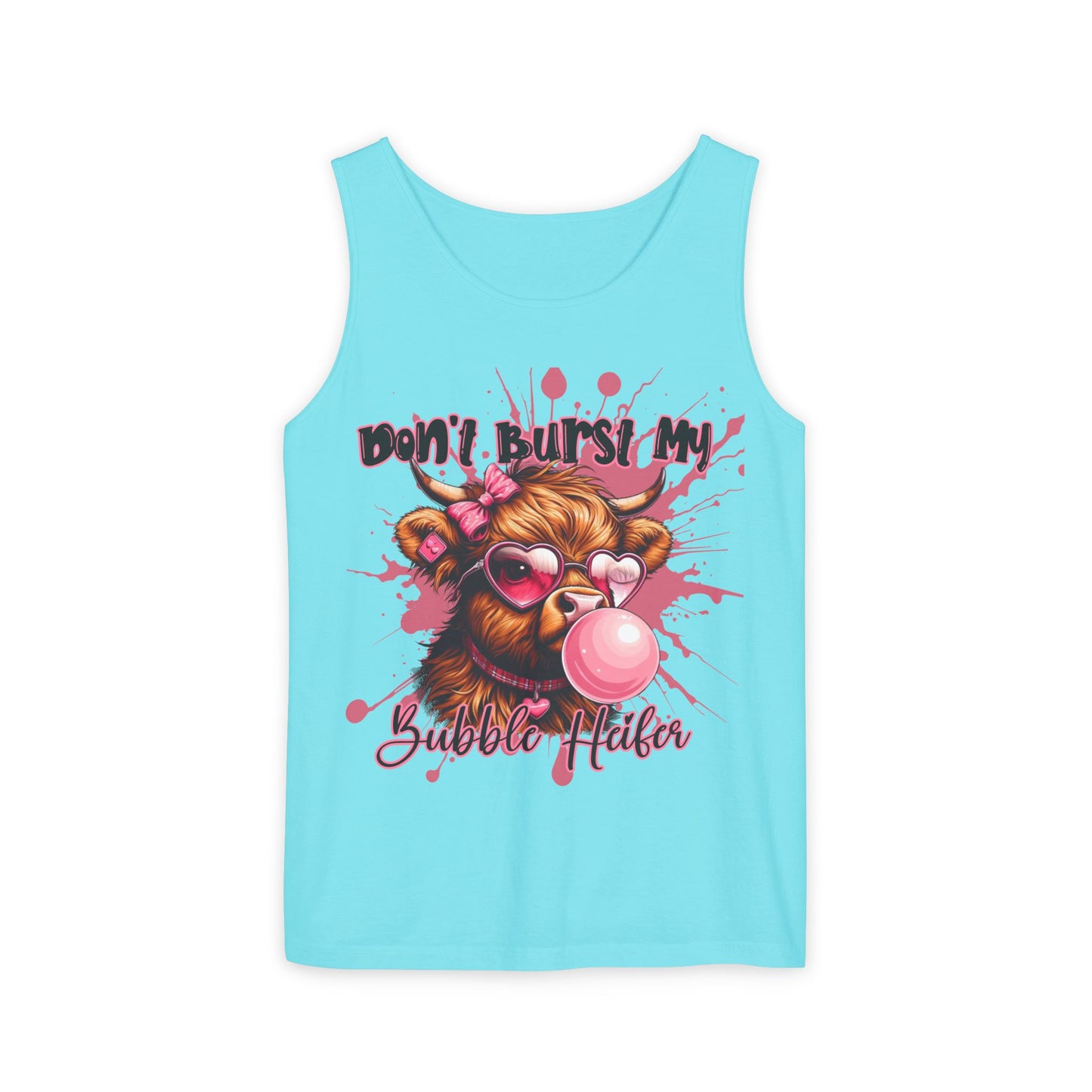 Tank Top - Don't Burst My Bubble Highland Cow Design