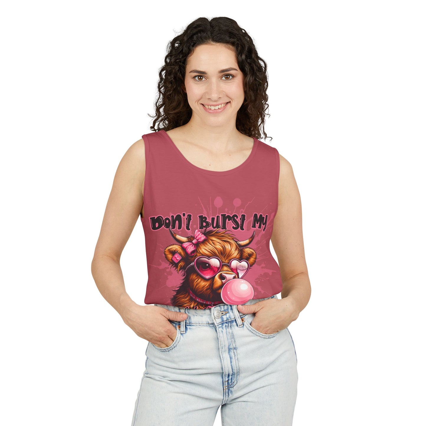 Tank Top - Don't Burst My Bubble Highland Cow Design