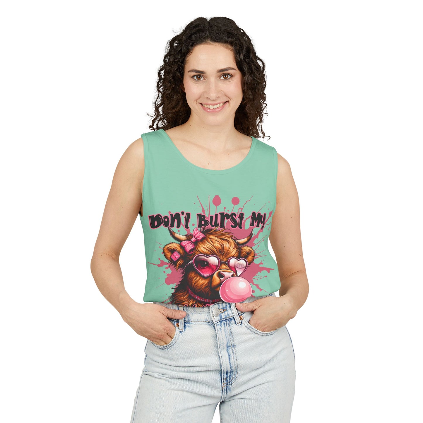 Tank Top - Don't Burst My Bubble Highland Cow Design