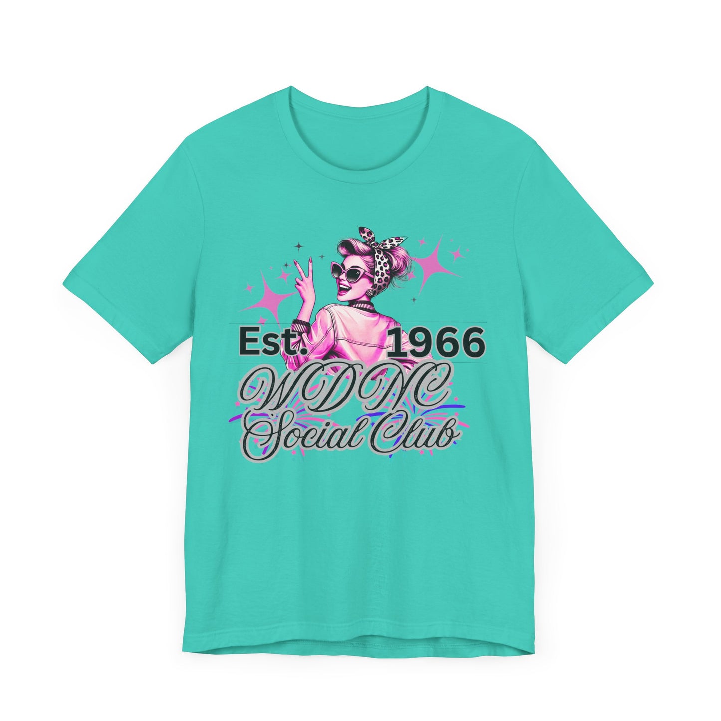 WDNC Vintage Retro Social Club Tee, Unisex Jersey Short Sleeve Shirt, 1960s Inspired T-Shirt, Fun Gift for Friends, Unique Party Top, Casual Wear