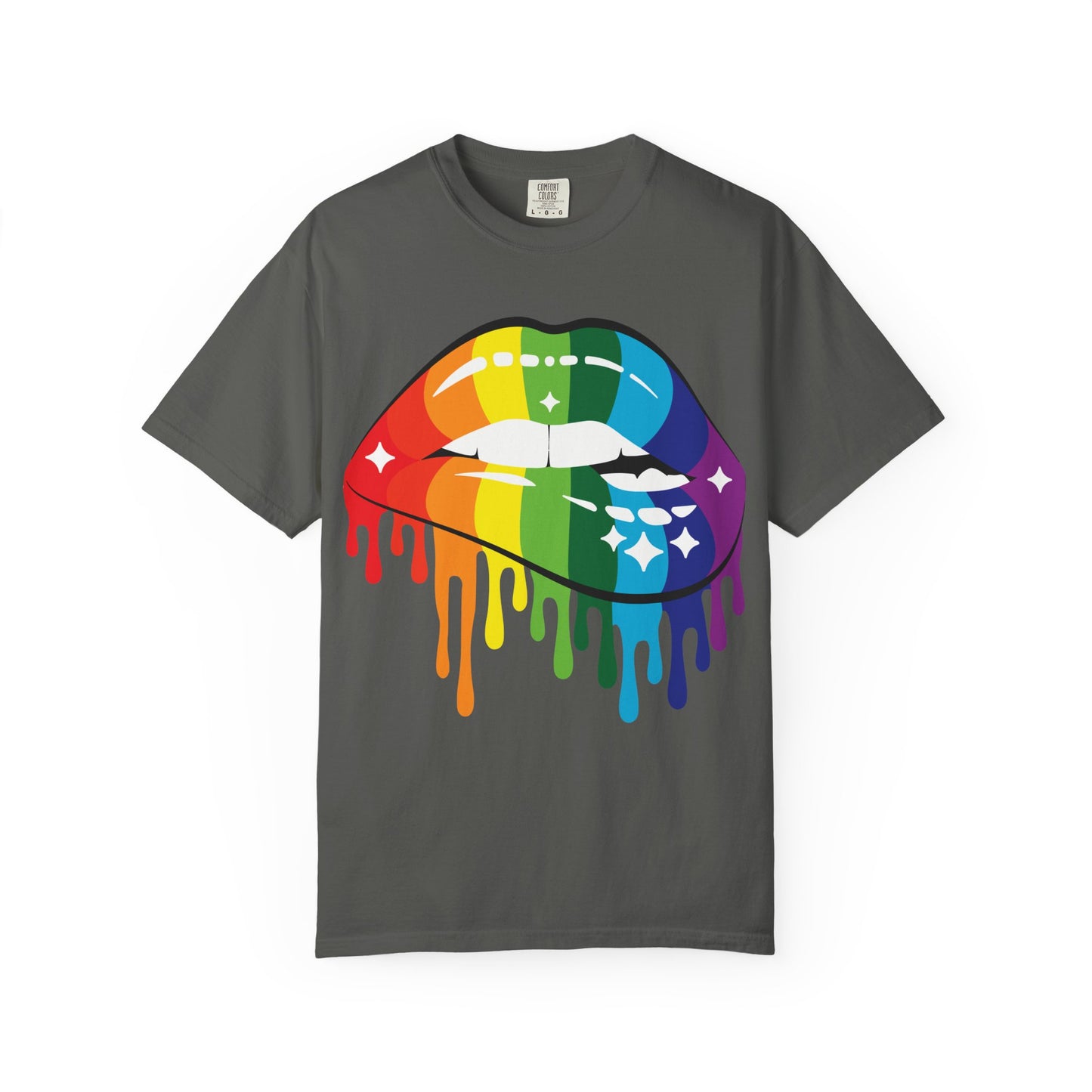 Rainbow Drip Lips Shirt – Bold Pride Graphic Tee, Colorful LGBTQ+ Lip Art, Glitter Dripping Lips Design
