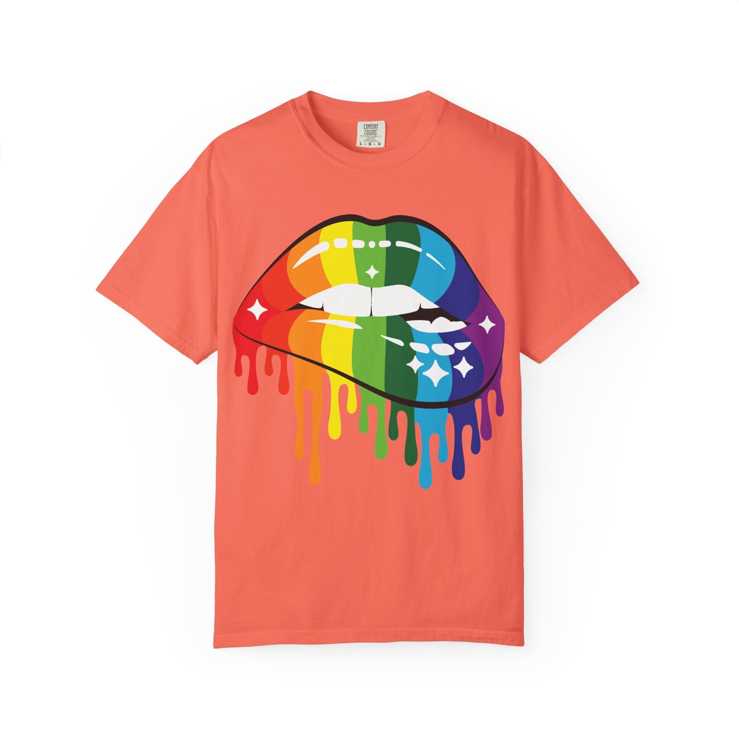 Rainbow Drip Lips Shirt – Bold Pride Graphic Tee, Colorful LGBTQ+ Lip Art, Glitter Dripping Lips Design