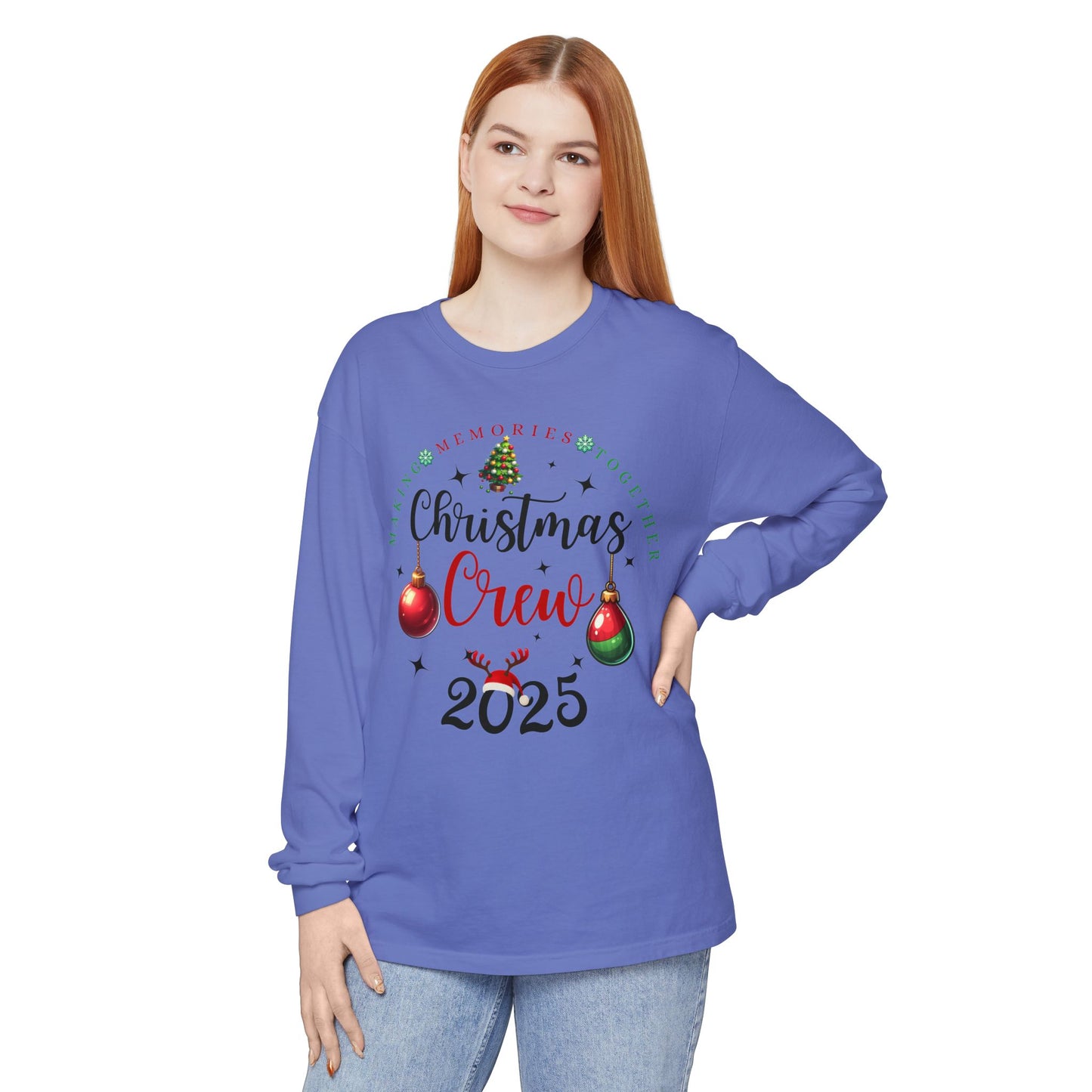 Christmas Crew Long Sleeve T-Shirt 2025; Comfort Colors