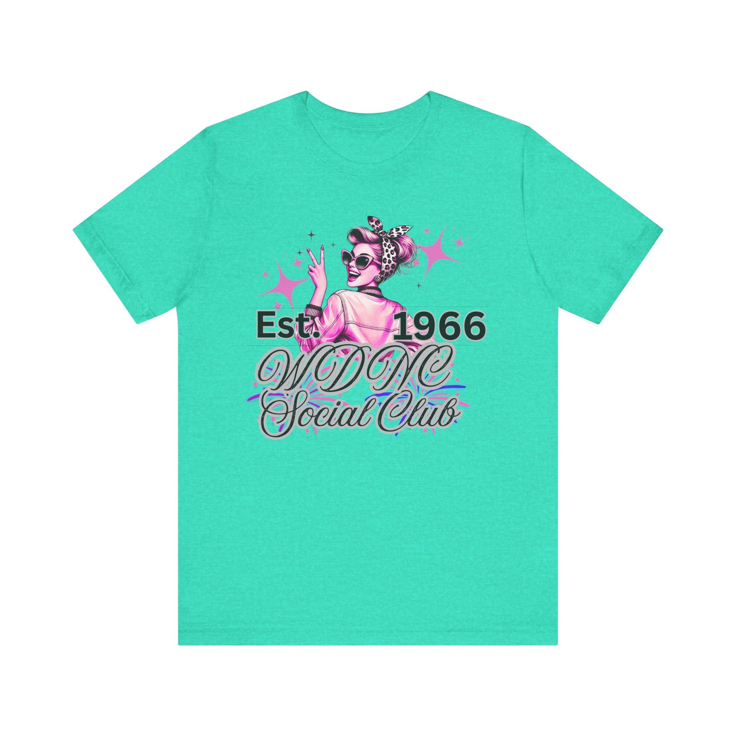 WDNC Vintage Retro Social Club Tee, Unisex Jersey Short Sleeve Shirt, 1960s Inspired T-Shirt, Fun Gift for Friends, Unique Party Top, Casual Wear