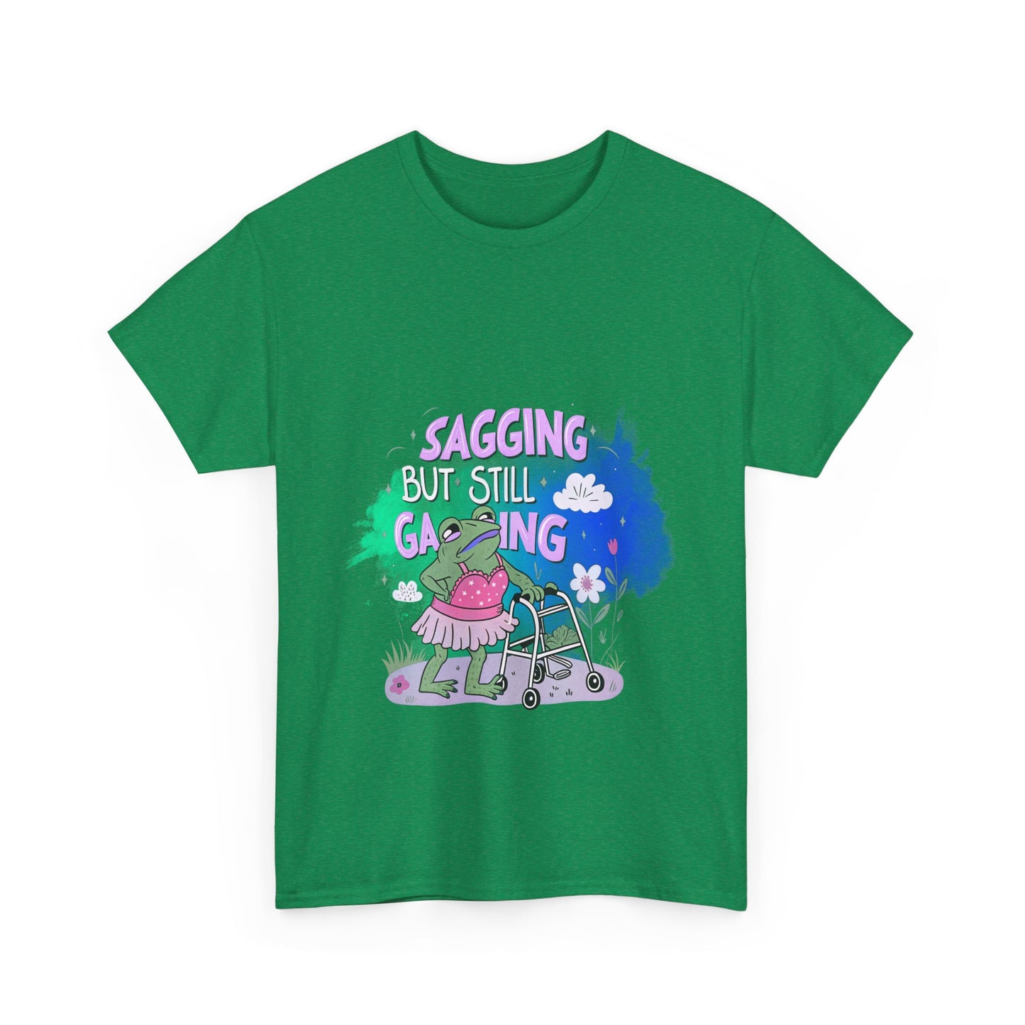 Unisex Heavy Cotton Tee - "Sagging But Still Gaming" Fun Graphic Tee for Gamers