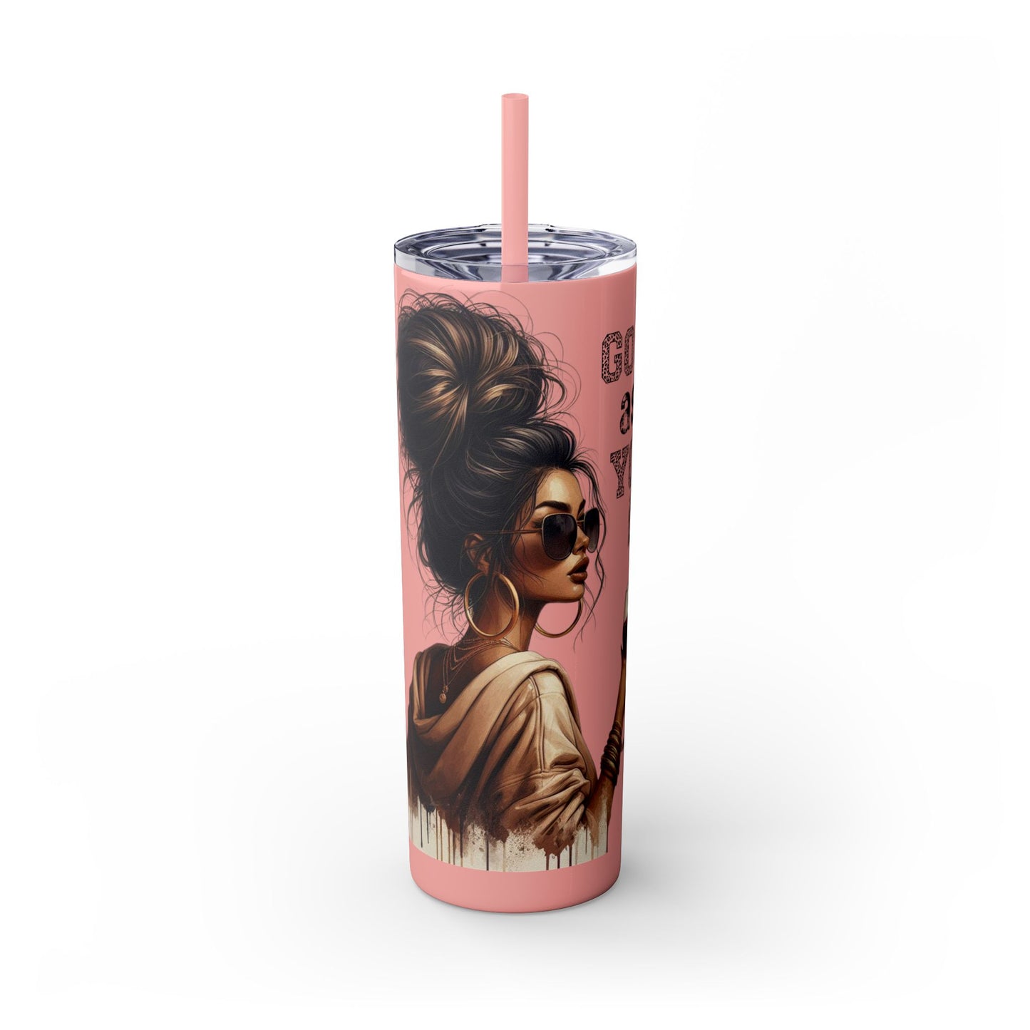 GO ASK YOUR DAD Stylish 20oz Skinny Tumbler with Straw - Go For It Design