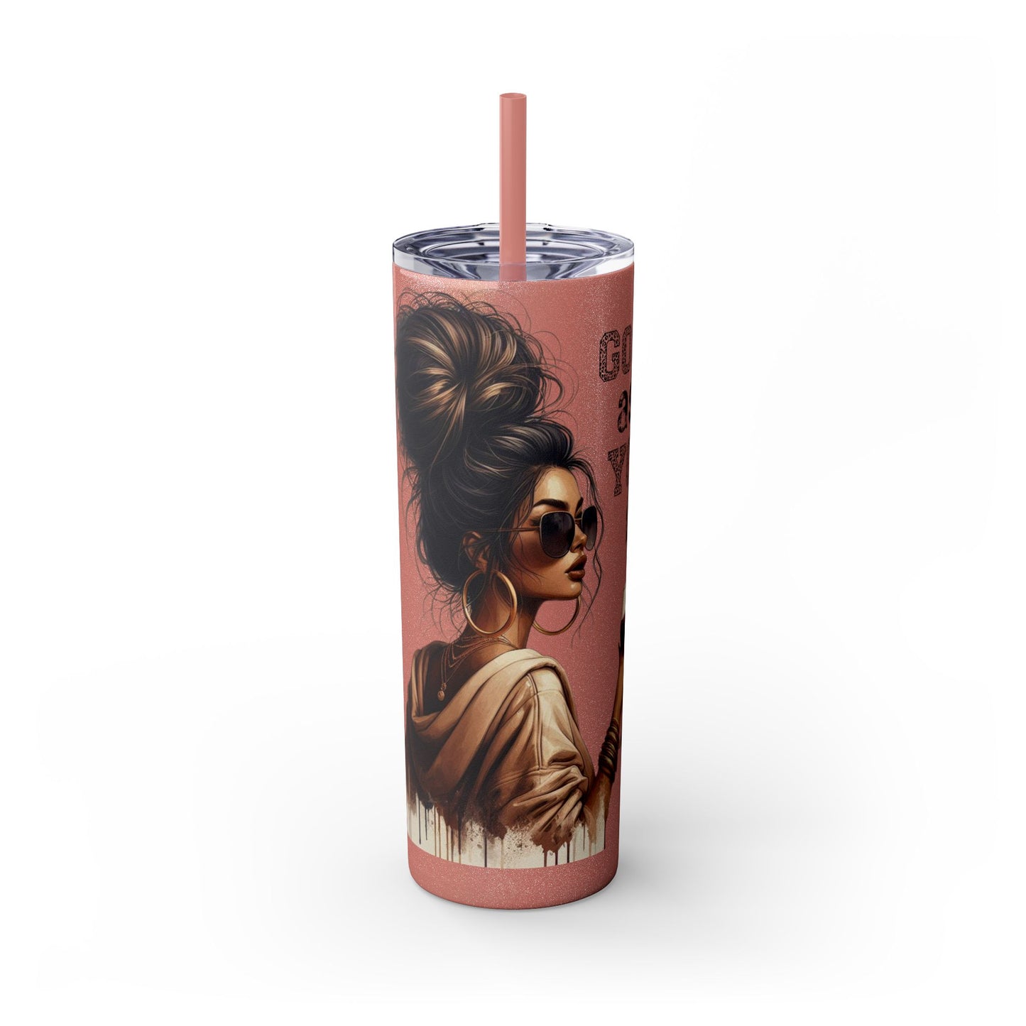 GO ASK YOUR DAD Stylish 20oz Skinny Tumbler with Straw - Go For It Design