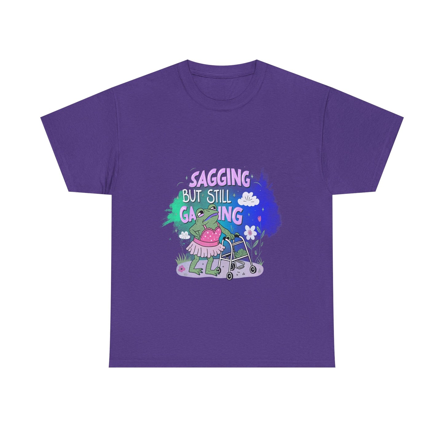 Unisex Heavy Cotton Tee - "Sagging But Still Gaming" Fun Graphic Tee for Gamers