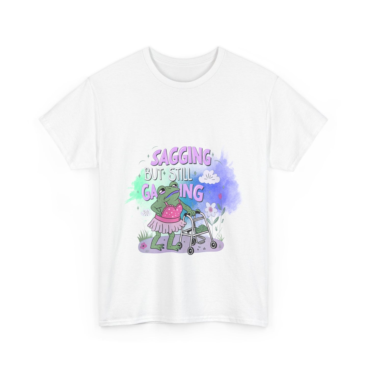 Unisex Heavy Cotton Tee - "Sagging But Still Gaming" Fun Graphic Tee for Gamers