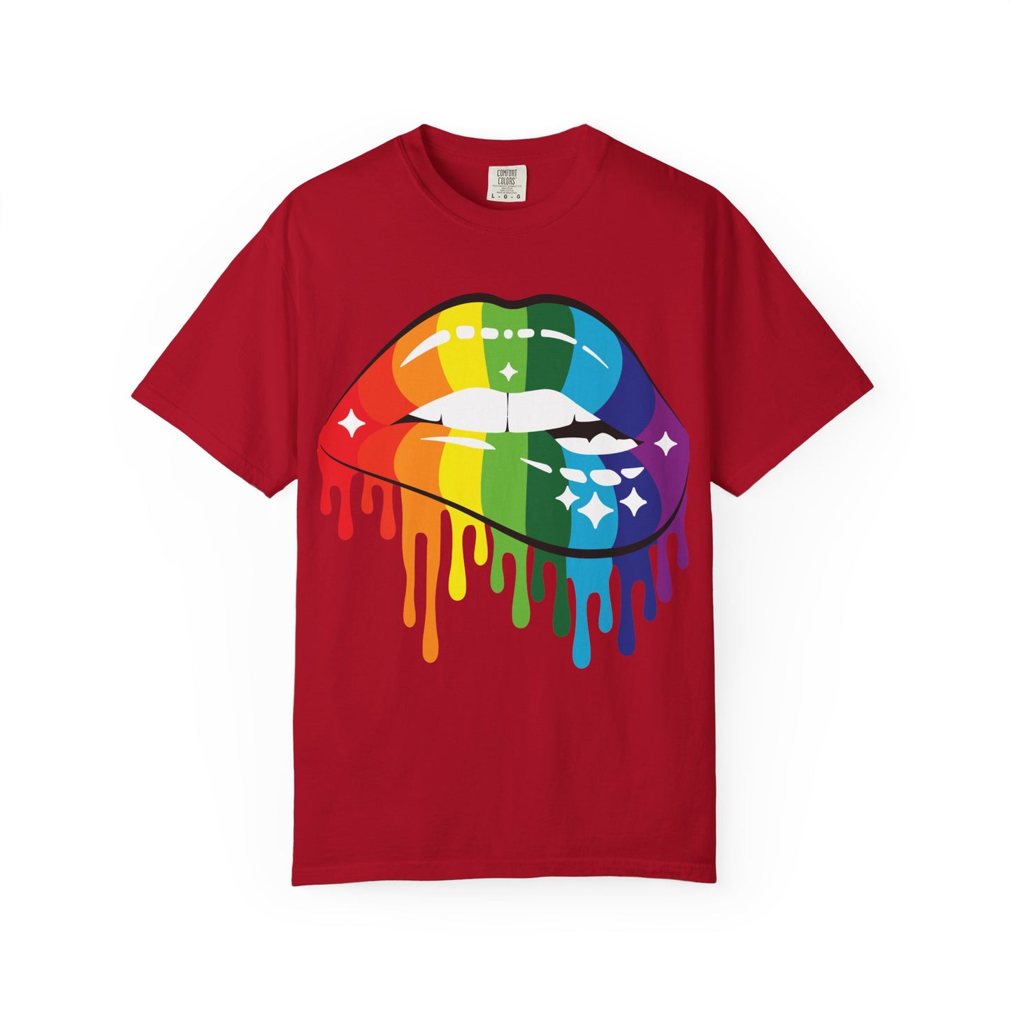 Rainbow Drip Lips Shirt – Bold Pride Graphic Tee, Colorful LGBTQ+ Lip Art, Glitter Dripping Lips Design