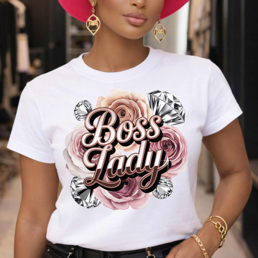 Boss Lady Floral Tee — Women’s Empowerment Graphic T-Shirt